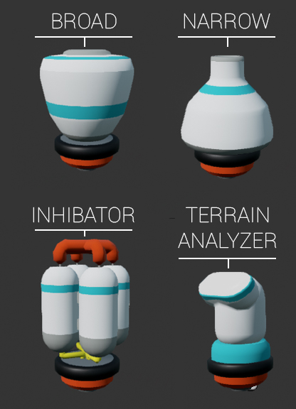 The first 4 Augments available in Astroneer